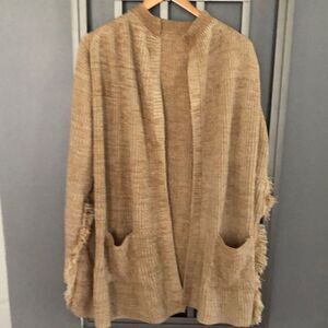 NWT 2Chic Tan oversized kimono style vest knit. One size